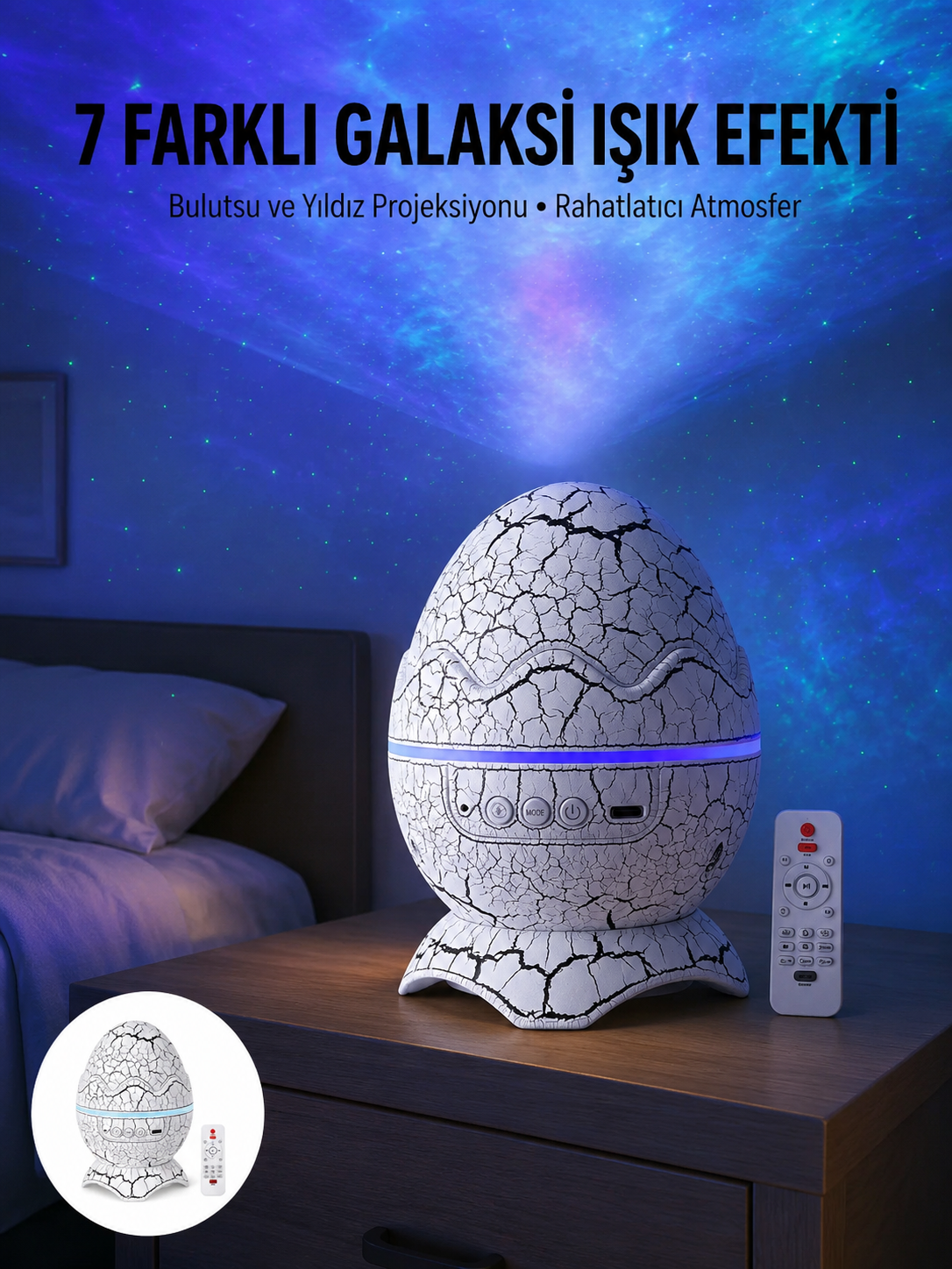 Gece Lambası Yumurta Işık Speaker Yeni Nesil Dinozor Yumurtası Görünümlü - Lisinya Gece Lambası Yumurta Işık Speaker Yeni Nesil Dinozor Yumurtası Görünümlü - Lisinya