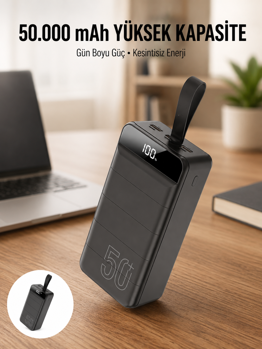 Hızlı Taşınabilir 50.000 Mah Powerbank Led Ekran Android ve İOS Uyumlu Yeni Nesil - Lisinya