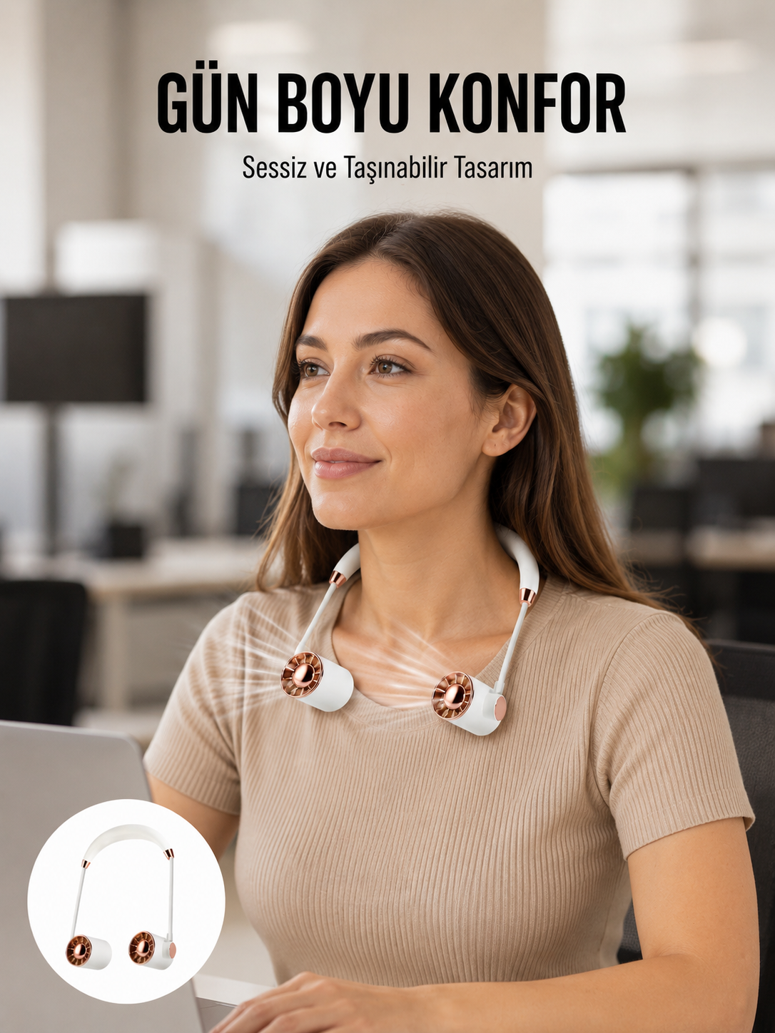 Katlanabilir Asılabilir Fan | USB Şarjlı, 3 Vitesli Sessiz Mini Fan Yeni Nesil - Lisinya