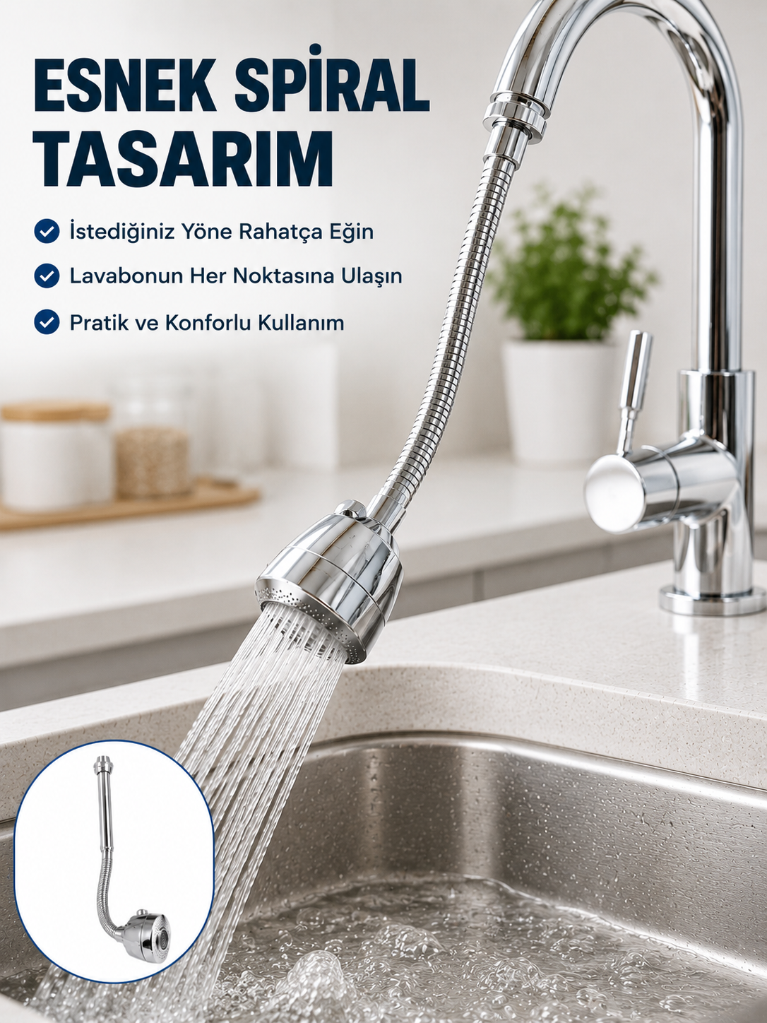 Çok Fonksiyonlu Musluk Uzatma Aparatı 360° Hareketli Krom Musluk Başlığı - Lisinya Çok Fonksiyonlu Musluk Uzatma Aparatı 360° Hareketli Krom Musluk Başlığı - Lisinya
