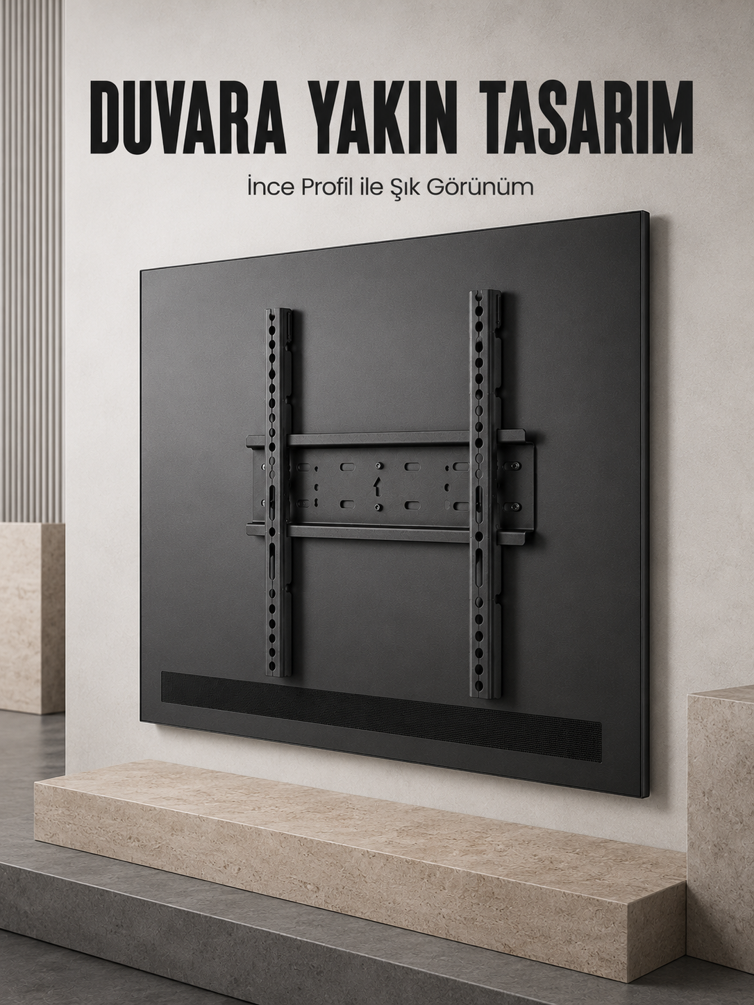 Sabit Televizyon Askı Aparatı 50 Sabit Televizyon Askı Aparatı 50"-95" İnce Profil Sağlam Metal TV Duvar Braketi - Lisinya
