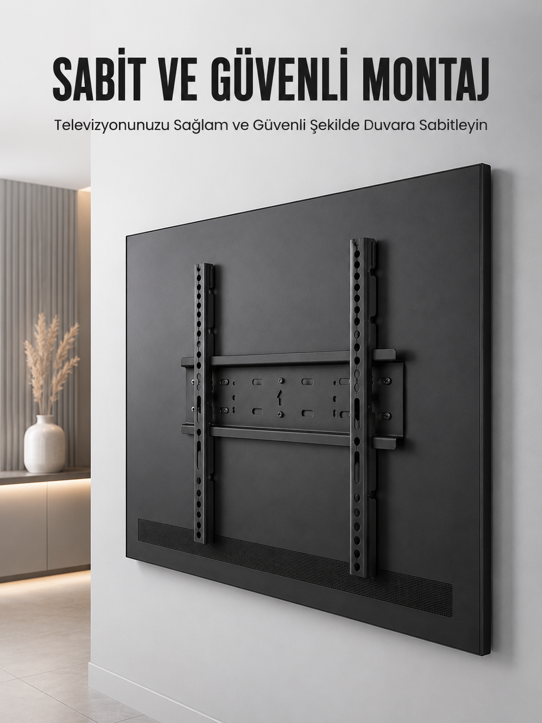 Profesyonel Sabit TV Askı Aparatı Ultra Dayanıklı Çelik Duvar Montaj Braketi 50-95 İnç - Lisinya Profesyonel Sabit TV Askı Aparatı Ultra Dayanıklı Çelik Duvar Montaj Braketi 50-95 İnç - Lisinya