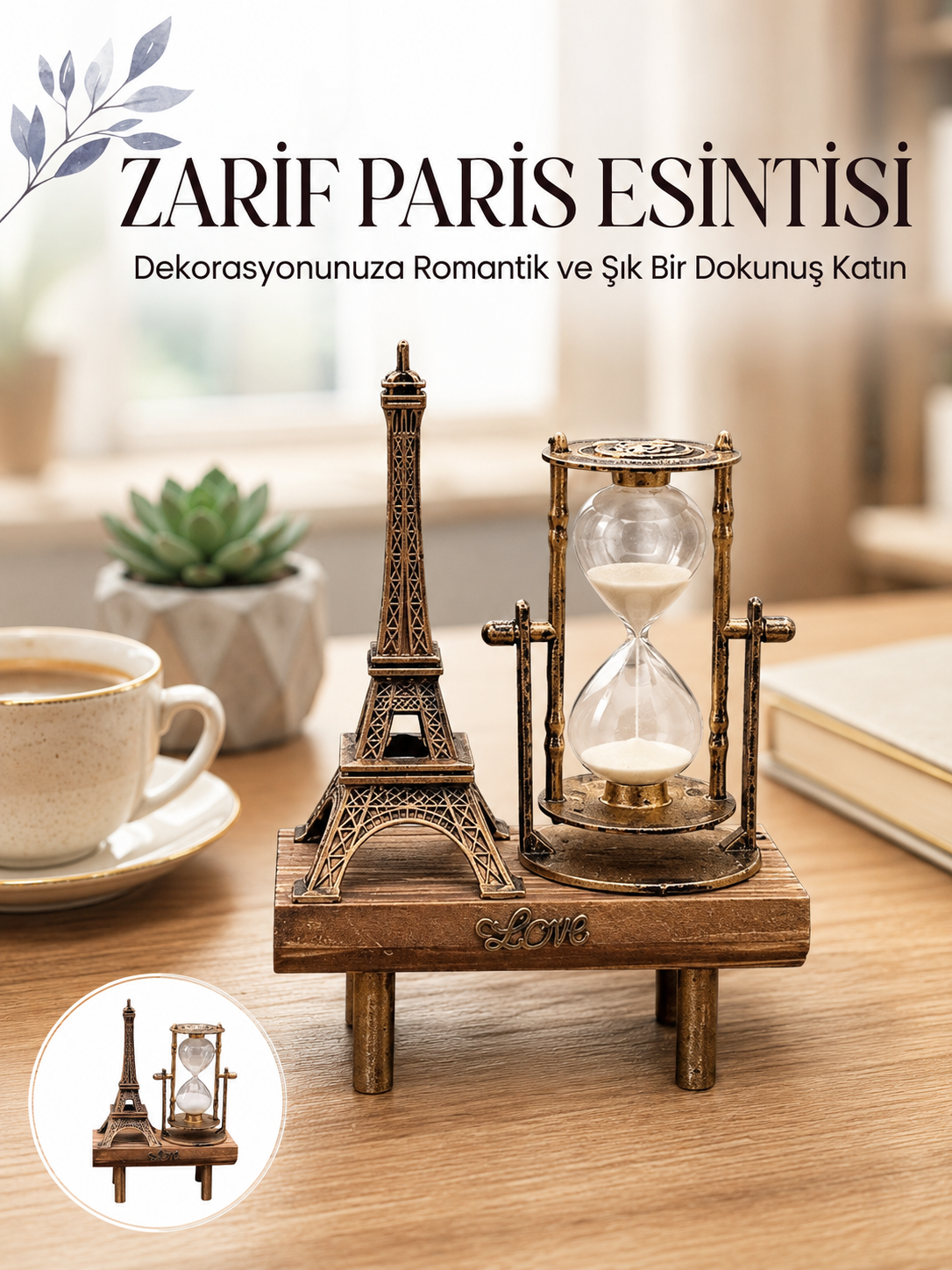 Paris Eyfel Kulesi Hediyelik Eyfel Retro Kum Saati Dekoratif Eşya Yeni Nesil - Lisinya