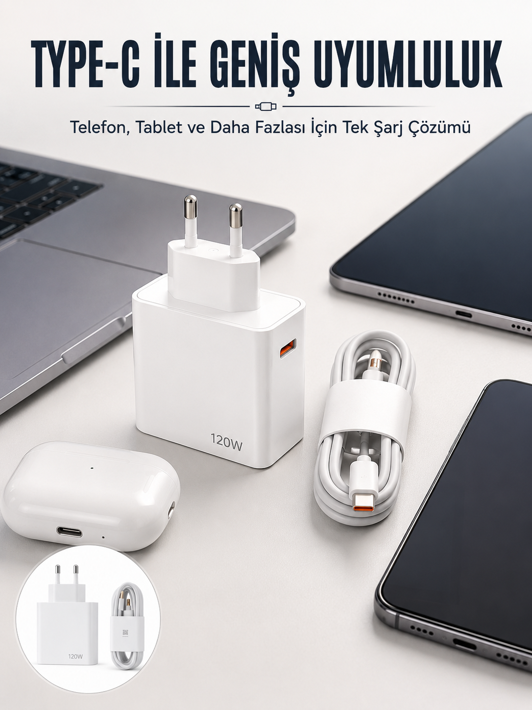 Type-C 120W Şarj Aleti Hızlı Şarj Turbo Yeni Nesil - Lisinya