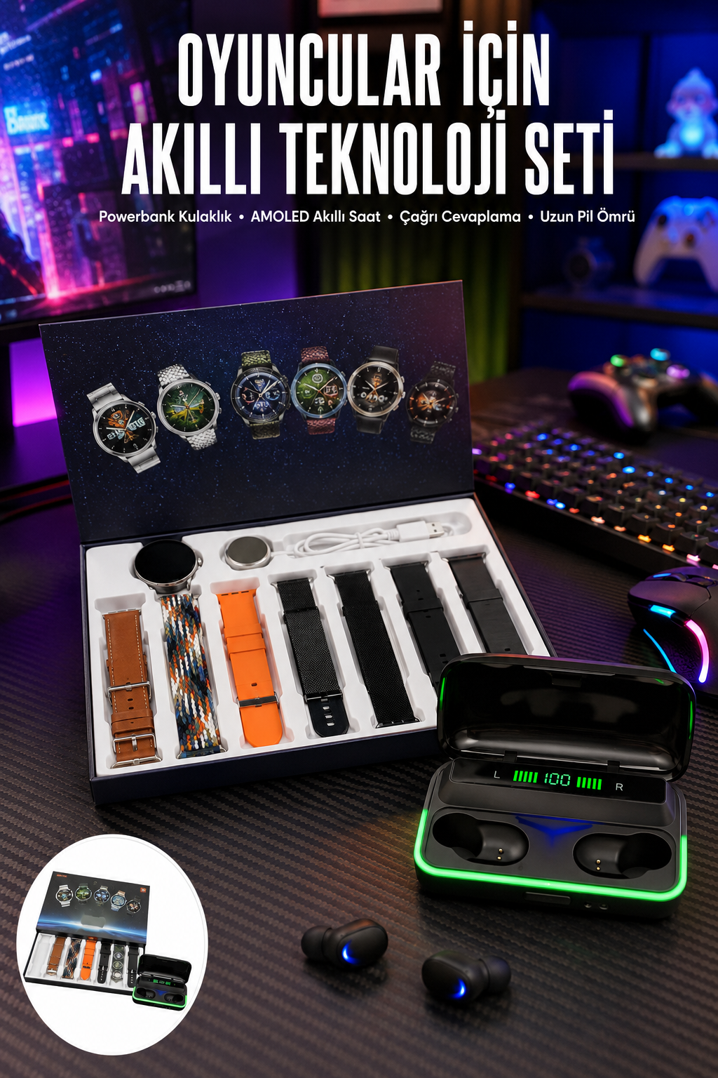 Powerbank Bluetooth Kulaklık Ve Akıllı Saat 7 Kordonlu Metal Kordon Plastik Kordon - Lisinya Powerbank Bluetooth Kulaklık Ve Akıllı Saat 7 Kordonlu Metal Kordon Plastik Kordon - Lisinya