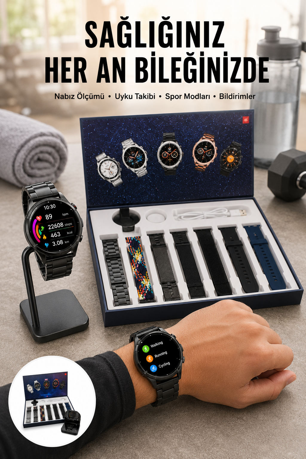 Yeni Nesil Akıllı Saat 2024 Model Uyku ve Sağlık Takibi Bluetooth Bağlantılı Yeni Nesil - Lisinya