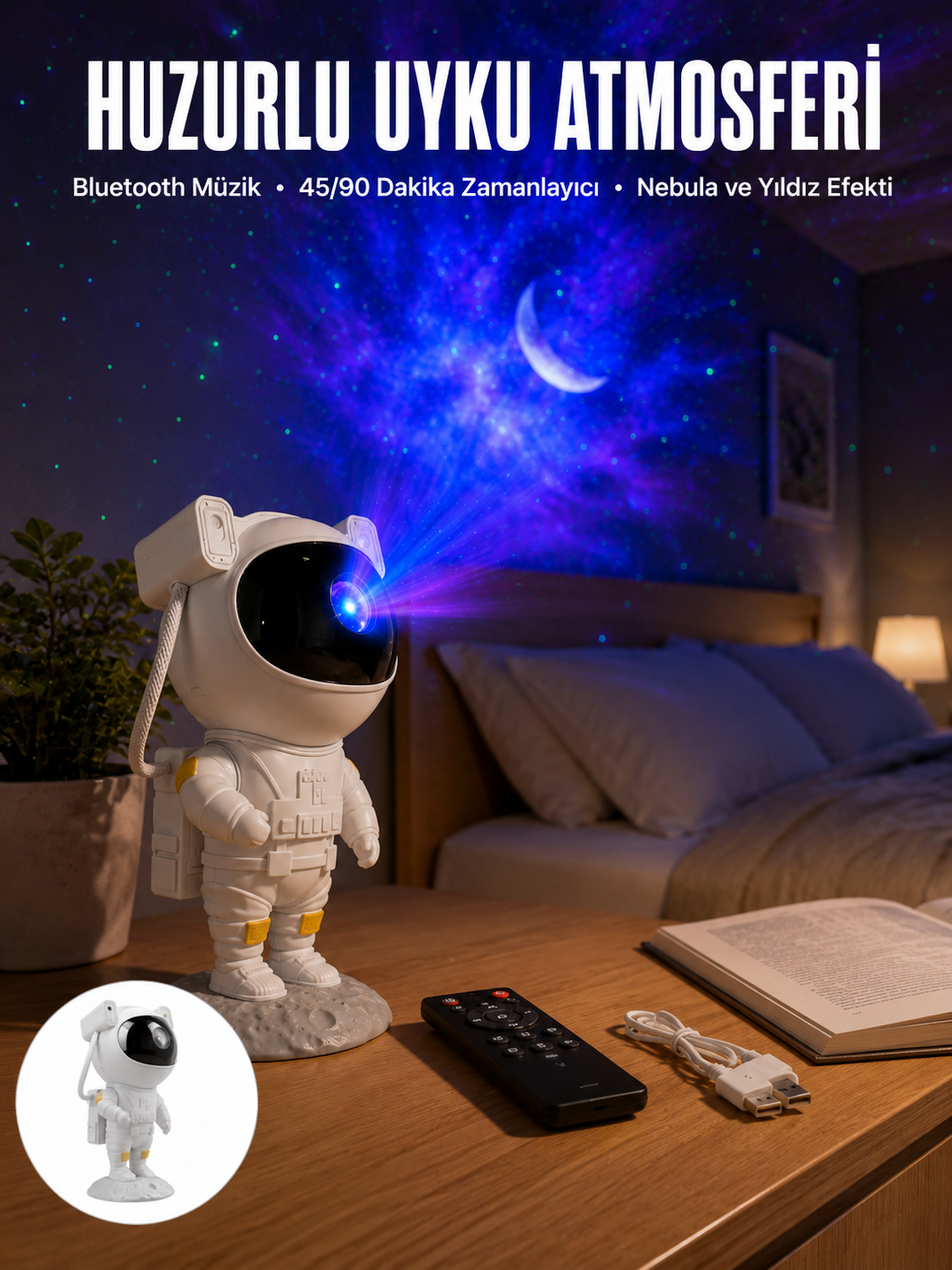 Astronot Görünümlü Projeksiyon Speaker Taşınabilir - Lisinya