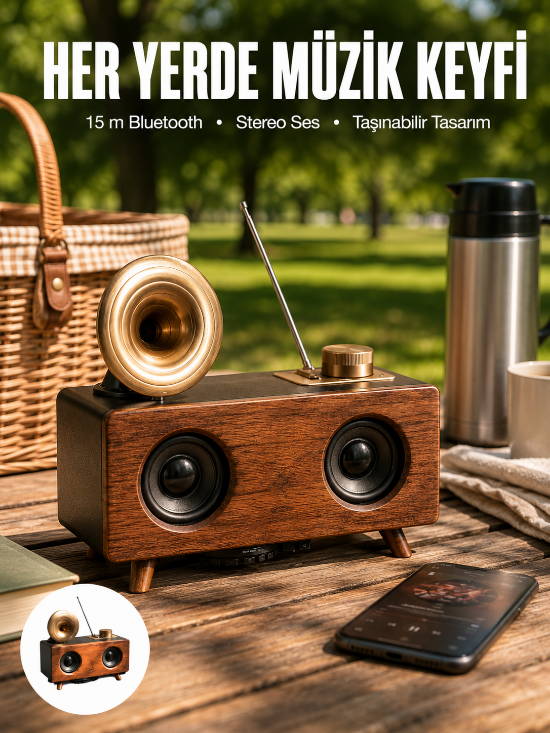 Bluetooth Hoparlör Ahşap Klasik Retro Gramofon Bluetooth Müzik Kutusu - Lisinya Bluetooth Hoparlör Ahşap Klasik Retro Gramofon Bluetooth Müzik Kutusu - Lisinya