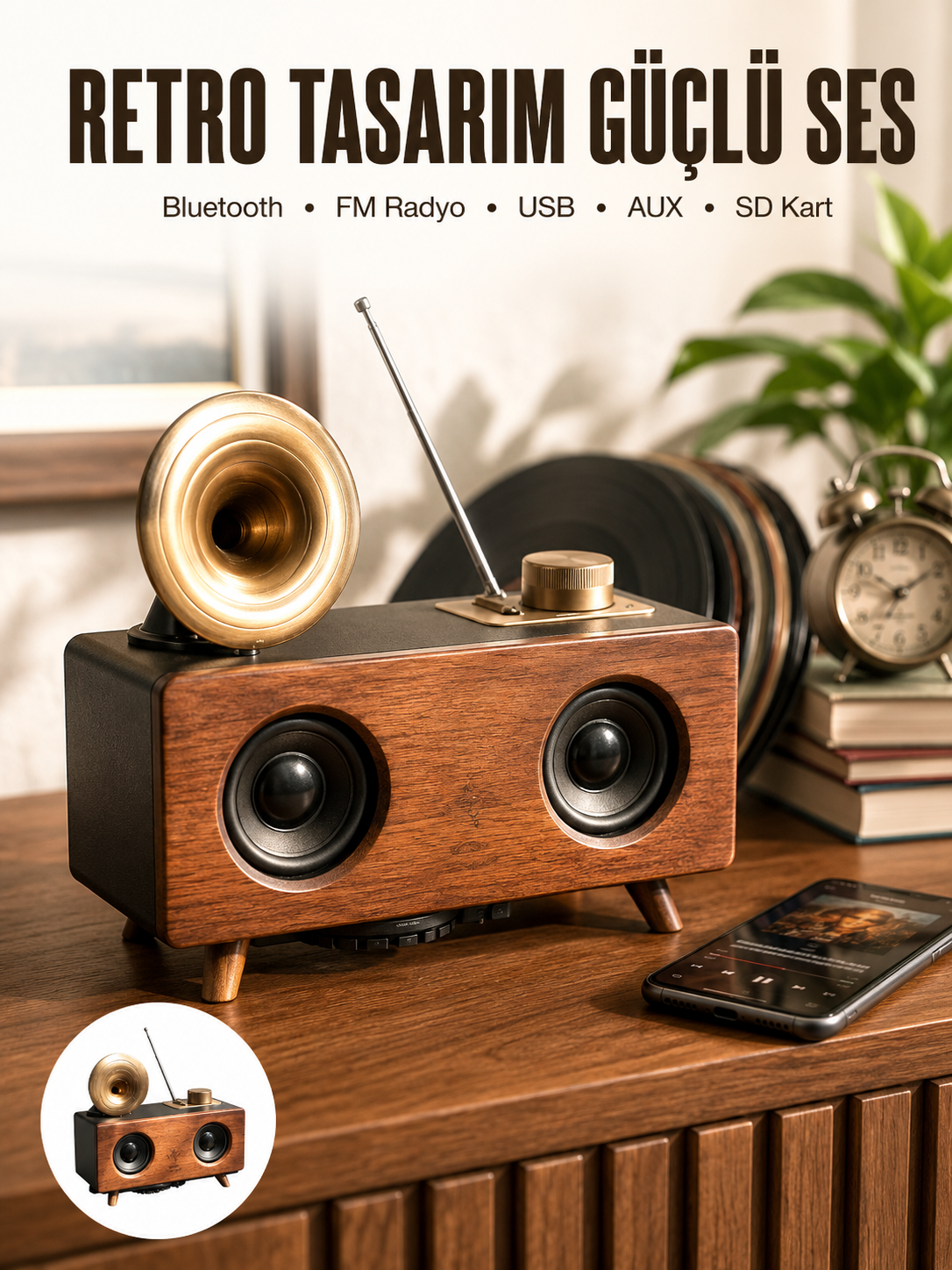 Nostaljik Görünümlü Bluetooth Bağlantılı Speaker - Lisinya
