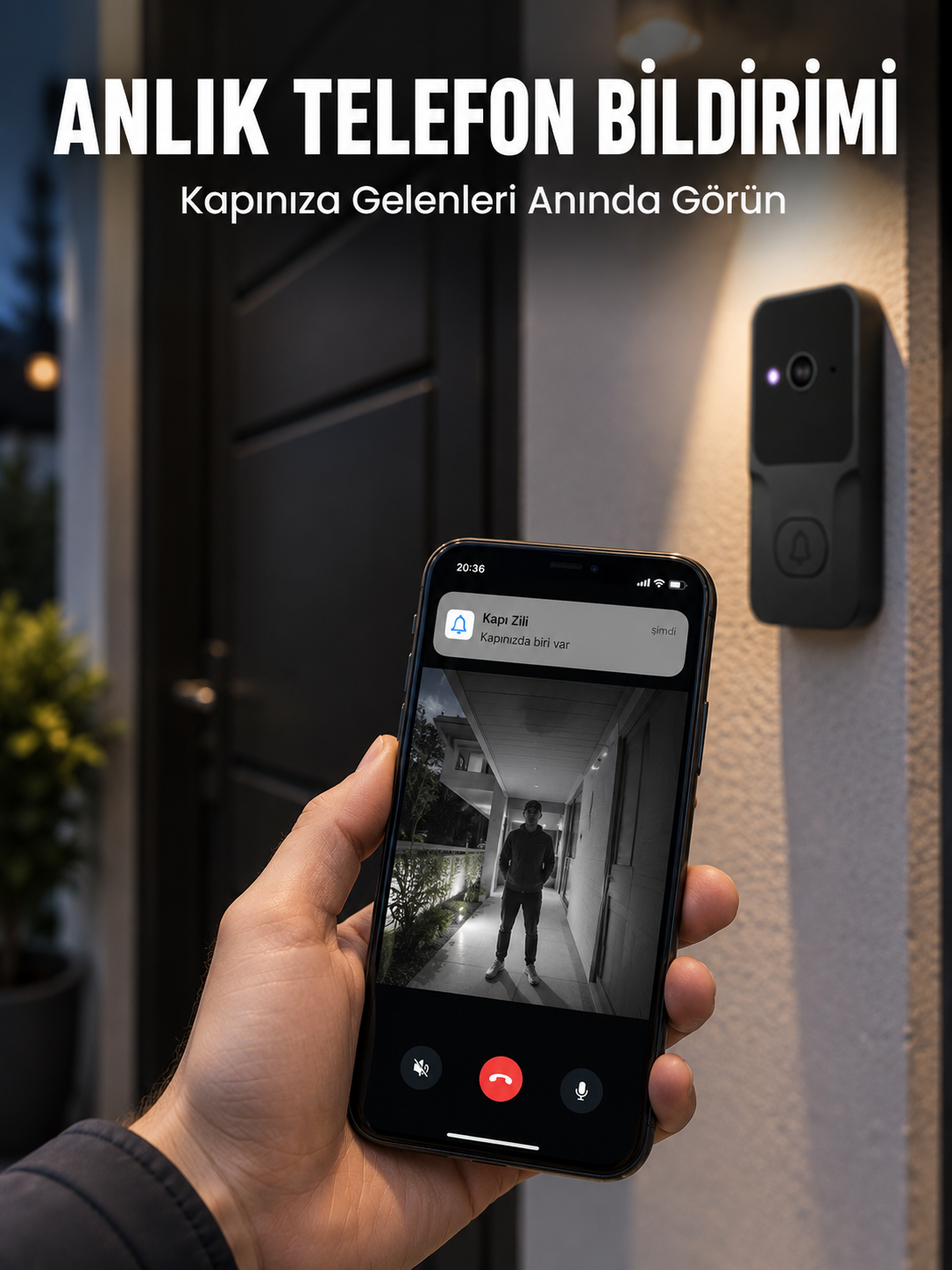 HD Kameralı Akıllı Kapı Zili | Çift Yönlü Sesli Wi-Fi Görüntülü Kapı Zili - Lisinya HD Kameralı Akıllı Kapı Zili | Çift Yönlü Sesli Wi-Fi Görüntülü Kapı Zili - Lisinya