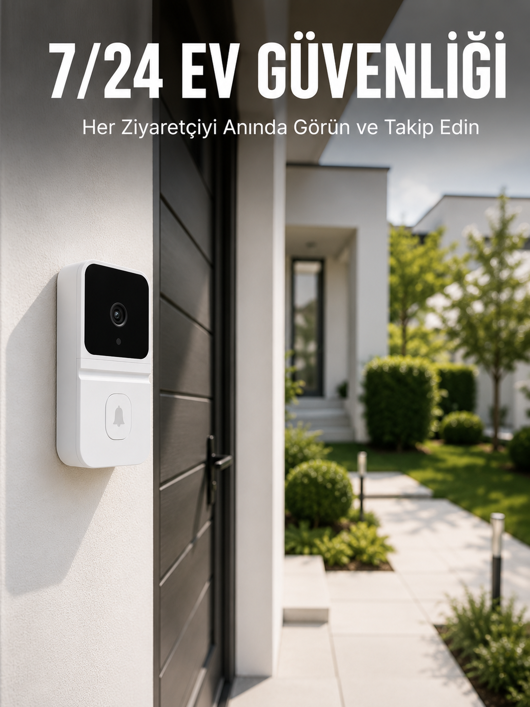 Kablosuz Beyaz Akıllı Kapı Zili Wi-Fi Bağlantılı HD Kameralı Ev Güvenlik Sistemi - Lisinya Kablosuz Beyaz Akıllı Kapı Zili Wi-Fi Bağlantılı HD Kameralı Ev Güvenlik Sistemi - Lisinya