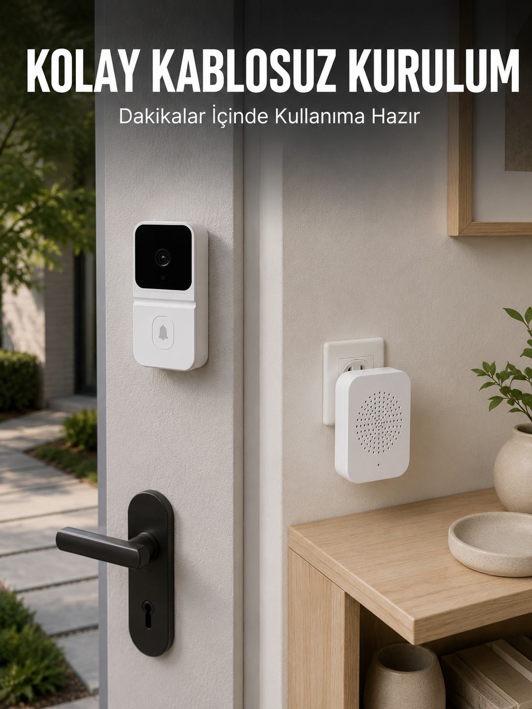 HD Kameralı Beyaz Görüntülü Kapı Zili Çift Yönlü Sesli Wi-Fi Akıllı Kapı Zili - Lisinya HD Kameralı Beyaz Görüntülü Kapı Zili Çift Yönlü Sesli Wi-Fi Akıllı Kapı Zili - Lisinya