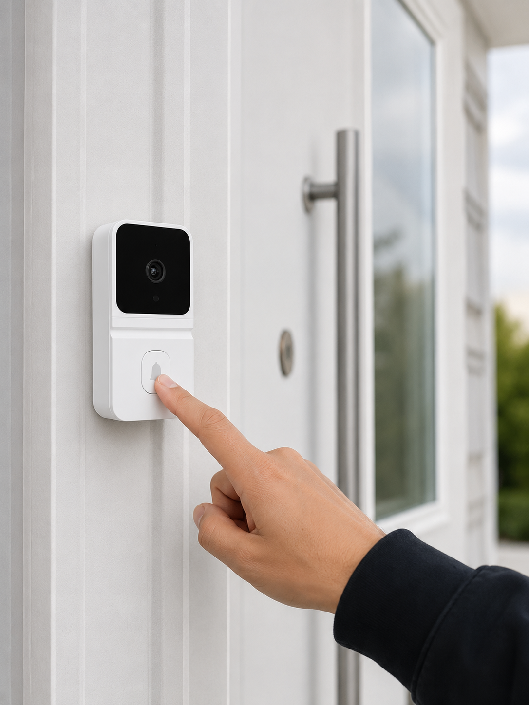 Beyaz Wi-Fi Akıllı Görüntülü Kapı Zili HD Kamera, Gece Görüşü ve Telefon Bildirimli Kablosuz Kapı Zili - Lisinya