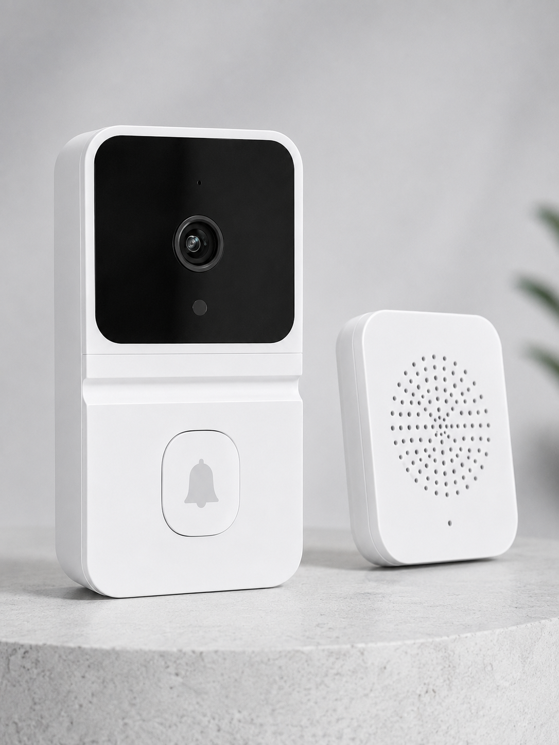 Beyaz Wi-Fi Akıllı Görüntülü Kapı Zili HD Kamera, Gece Görüşü ve Telefon Bildirimli Kablosuz Kapı Zili - Lisinya