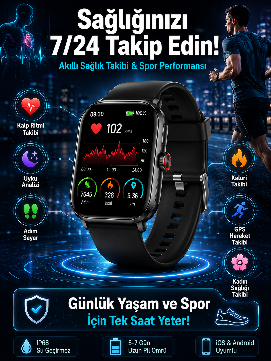 Akıllı Saat Wireless Şarj Yüksek Çözünürlüklü Müzik Dinleme Sesli Cevaplama Yeni Nesil - Lisinya