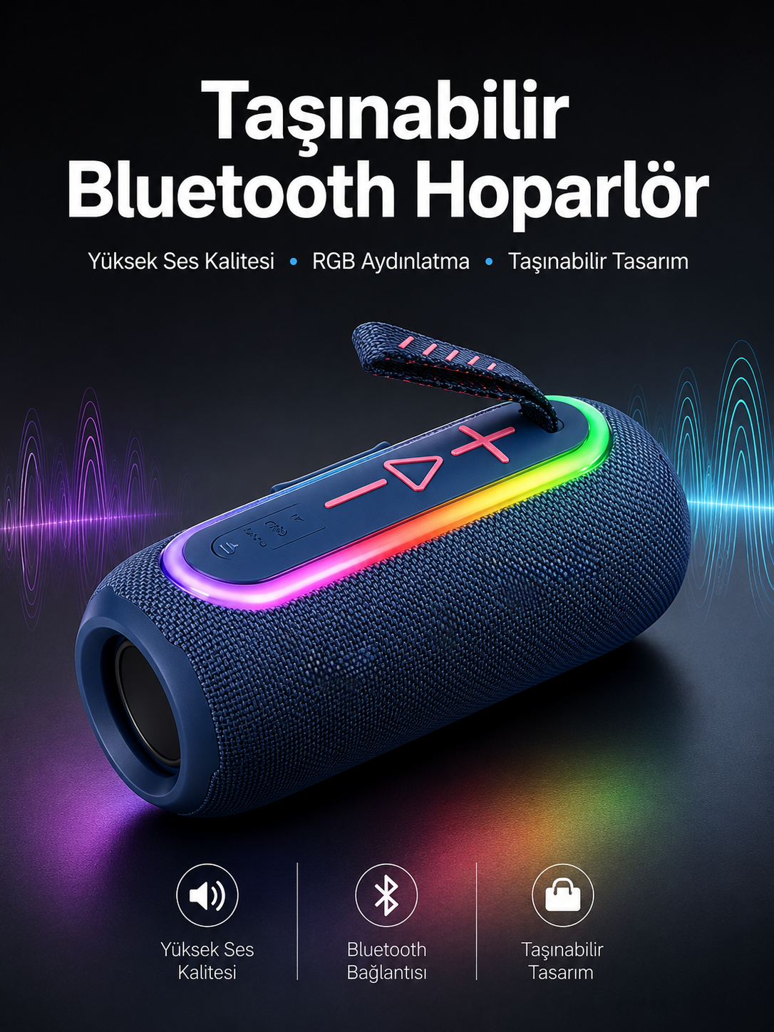 Kablosuz Bluetooth Hoparlör Uzun Pil Ömrü Taşınabilir - Lisinya