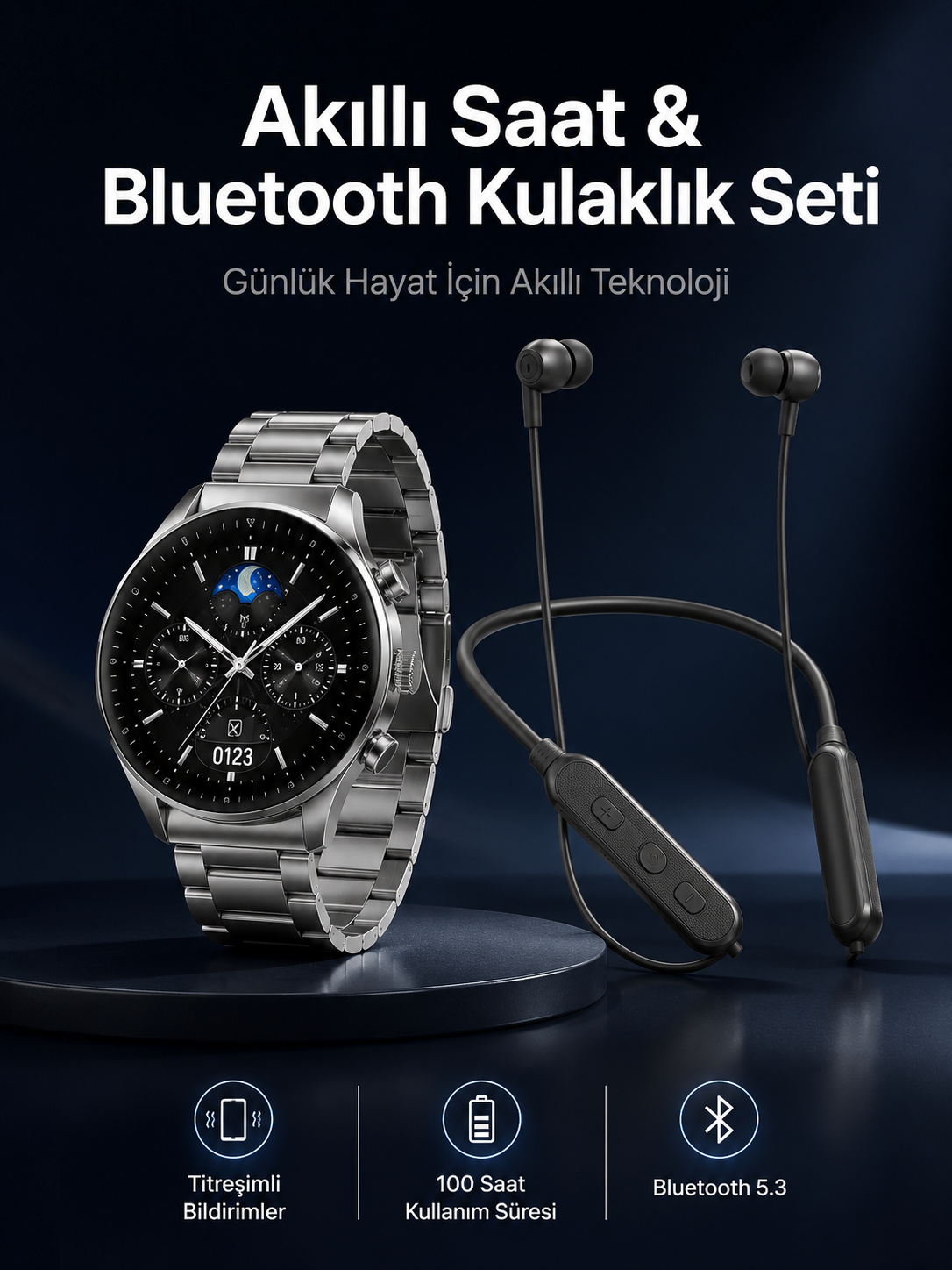 Alarm ve Titreşim Özellikli Akıllı Saat ve Mikrofonlu Kablolu Bluetooth Kulaklık 60 Saat - Lisinya Alarm ve Titreşim Özellikli Akıllı Saat ve Mikrofonlu Kablolu Bluetooth Kulaklık 60 Saat - Lisinya