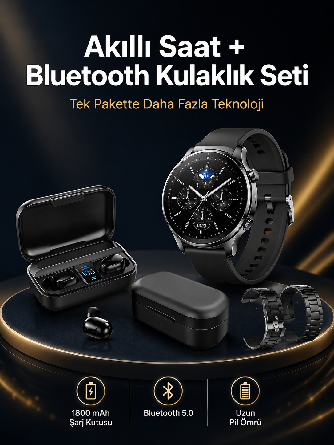 Kablosuz Bluetooth Kulaklık ve Kordon Hediyeli Akıllı Saat Nabız Ölçer Uzun Pil Ömrü - Lisinya Kablosuz Bluetooth Kulaklık ve Kordon Hediyeli Akıllı Saat Nabız Ölçer Uzun Pil Ömrü - Lisinya
