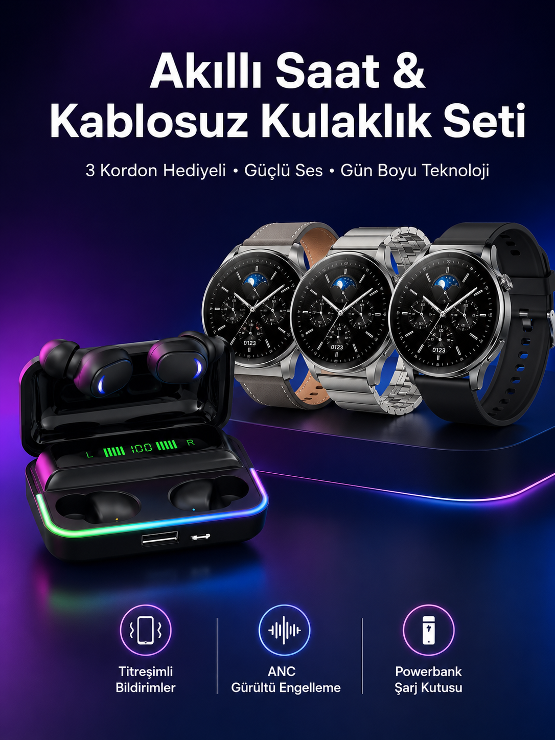 Yeni Nesil Akıllı Saat Ve Bluetooth Kulaklık Titreşim Bildirimleri Uyku Takibi - Lisinya