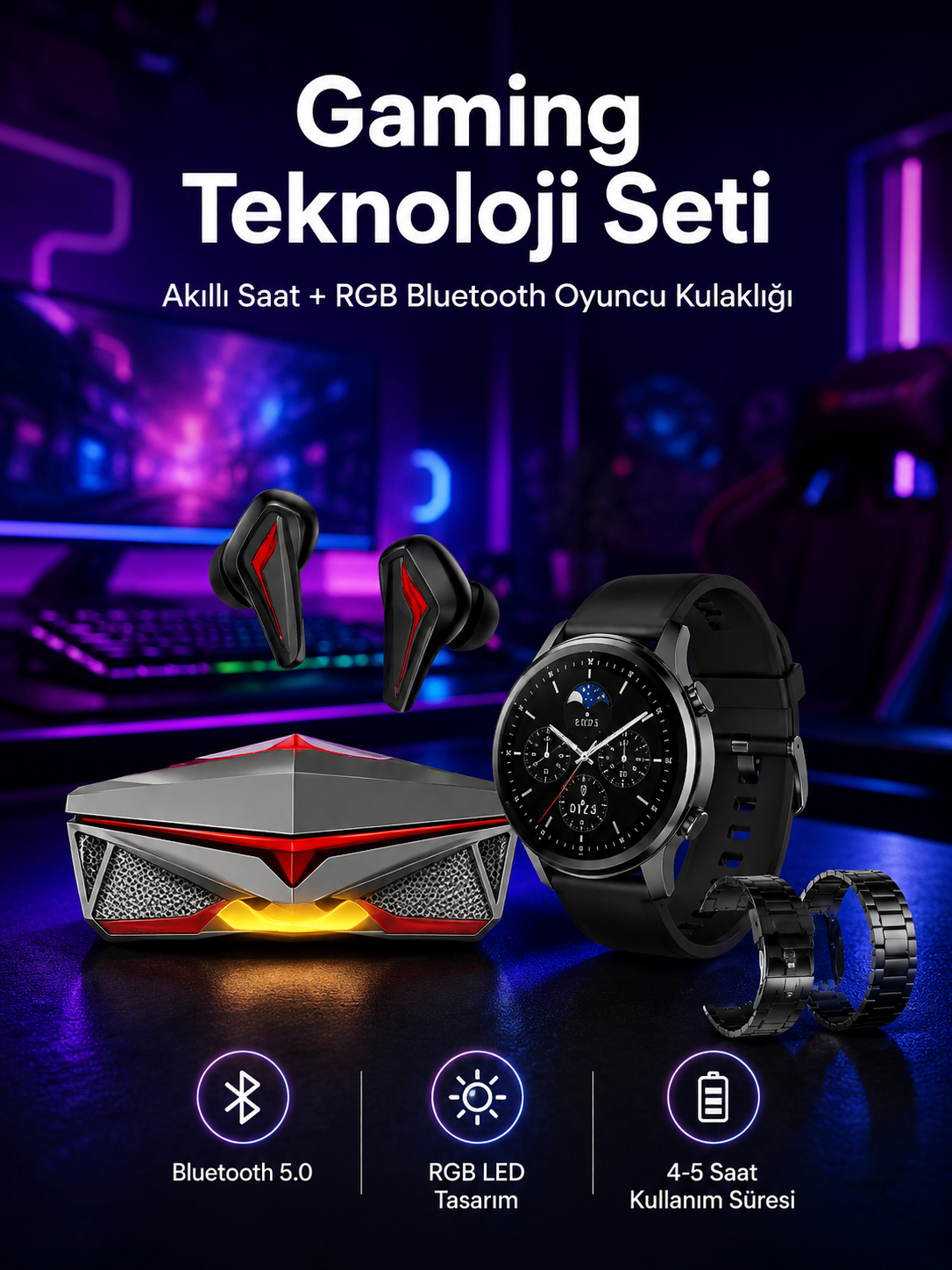 ANC Özellikli Bluetooth Kulaklık ve Amoled Ekran Akıllı Saat Uyku ve Sağlık Takibi Nabız Ölçer - Lisinya ANC Özellikli Bluetooth Kulaklık ve Amoled Ekran Akıllı Saat Uyku ve Sağlık Takibi Nabız Ölçer - Lisinya