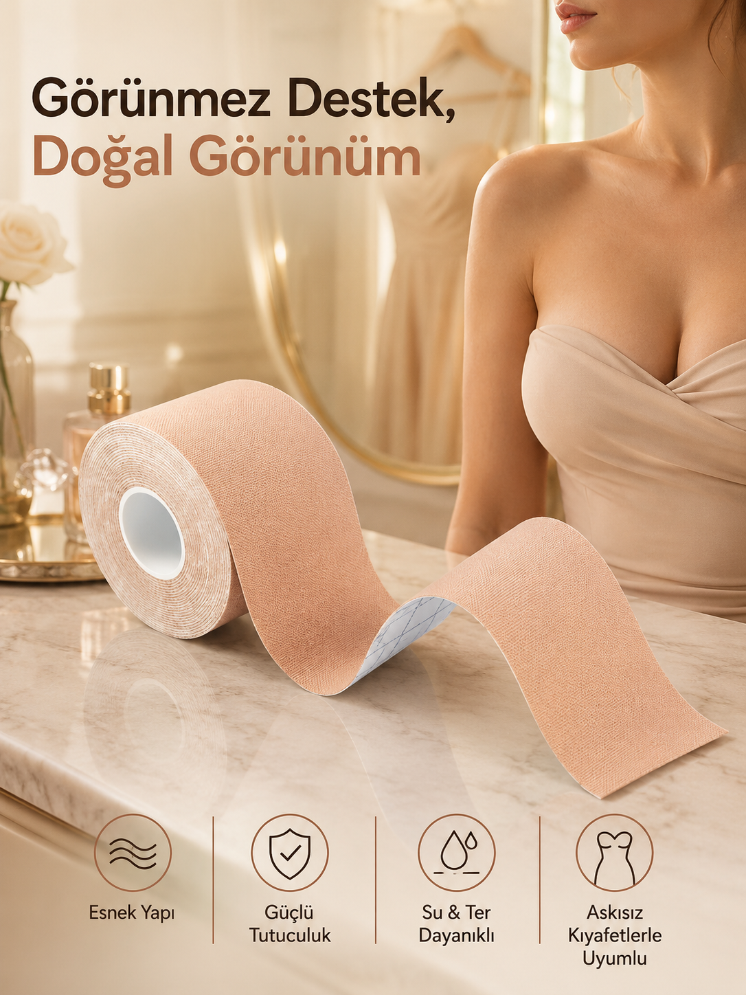 Toparlayıcı Göğüs Bandı Şekillendirici Ten Rengine Uygun Esnek Hassas Ciltlere Uygun - Lisinya Toparlayıcı Göğüs Bandı Şekillendirici Ten Rengine Uygun Esnek Hassas Ciltlere Uygun - Lisinya