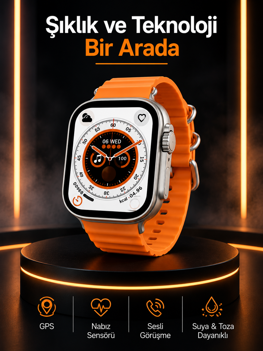Akıllı Saat Android ve İOS Uyumlu 49 MM NFC Özelliği GPS Takibi Yeni Nesil - Lisinya