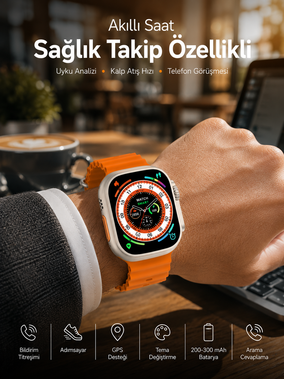 Akıllı Saat Bluetooth Bağlantılı Uyku ve Sağlık Takibi - Lisinya