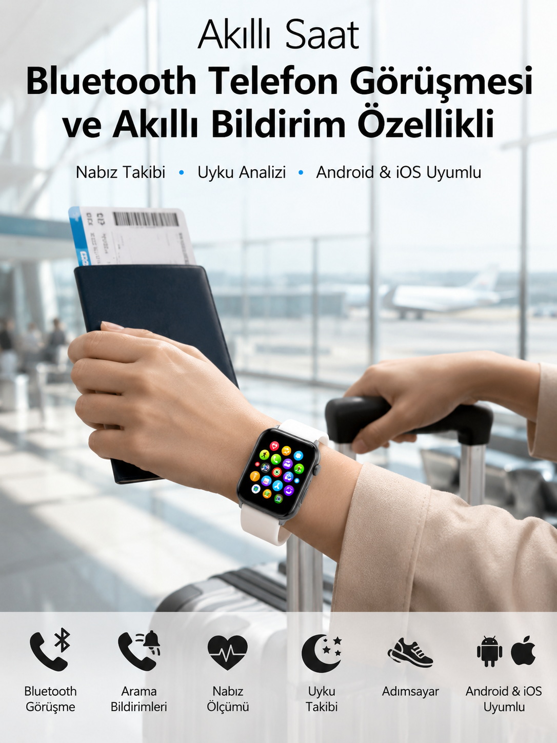 Dokunmatik Ekranı, Bluetooth Görüşme Desteği ve Akıllı Bildirim Özellikleriyle Teknolojiyi Bileğinize Taşıyan Akıllı Saat - Lisinya
