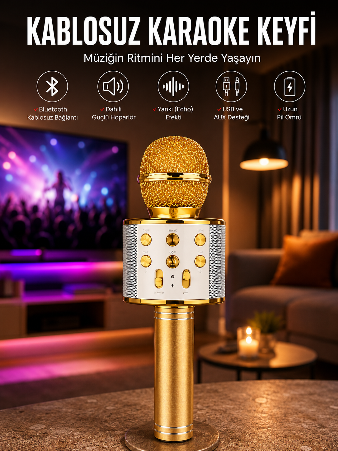 Taşınabilir Bluetooth Karaoke Mikrofon: Hafıza Kart Girişli, Etkileyici Performans - Lisinya Taşınabilir Bluetooth Karaoke Mikrofon: Hafıza Kart Girişli, Etkileyici Performans - Lisinya