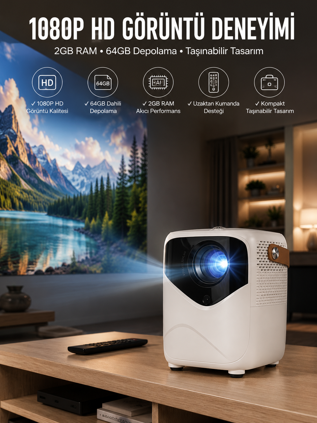 Taşınabilir Android Projeksiyon Wifi Destekli 4K Multimedia Tabanlı Ev Ve Ofis Tipi - Lisinya
