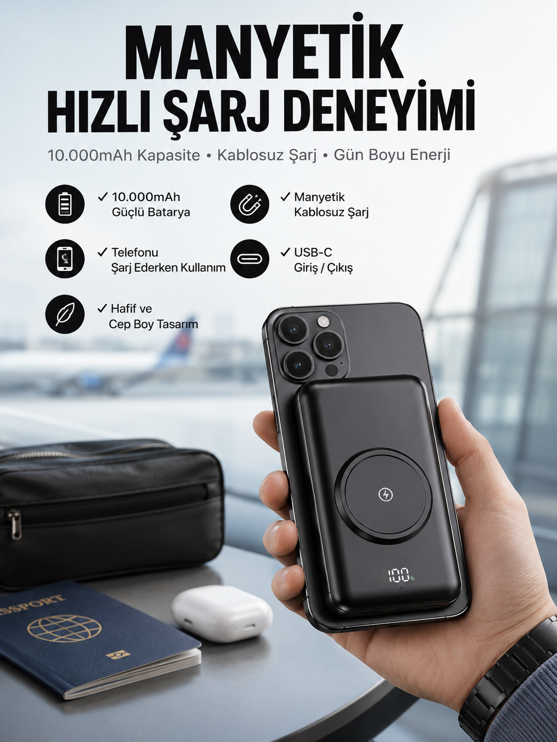Powerbank Taşınabilir 10.000 Mah Hızlı Şarj Dijital Göstergeli - Lisinya Powerbank Taşınabilir 10.000 Mah Hızlı Şarj Dijital Göstergeli - Lisinya