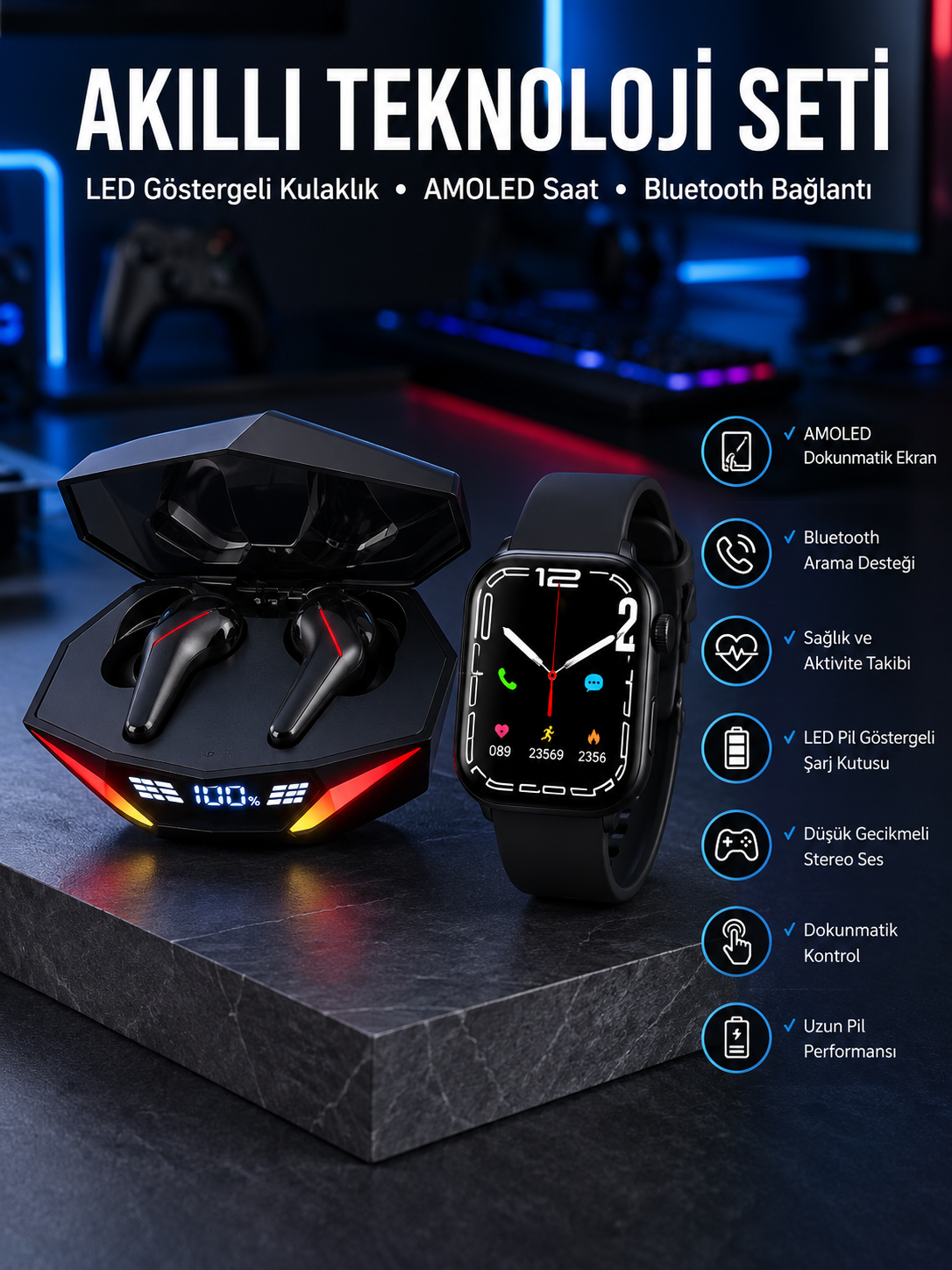 İkili Set Dev Kampanya Ucuz Kulaklık Ucuz Akıllı Saat Gürültü Önleyici Uzun Pil Ömrü - Lisinya İkili Set Dev Kampanya Ucuz Kulaklık Ucuz Akıllı Saat Gürültü Önleyici Uzun Pil Ömrü - Lisinya