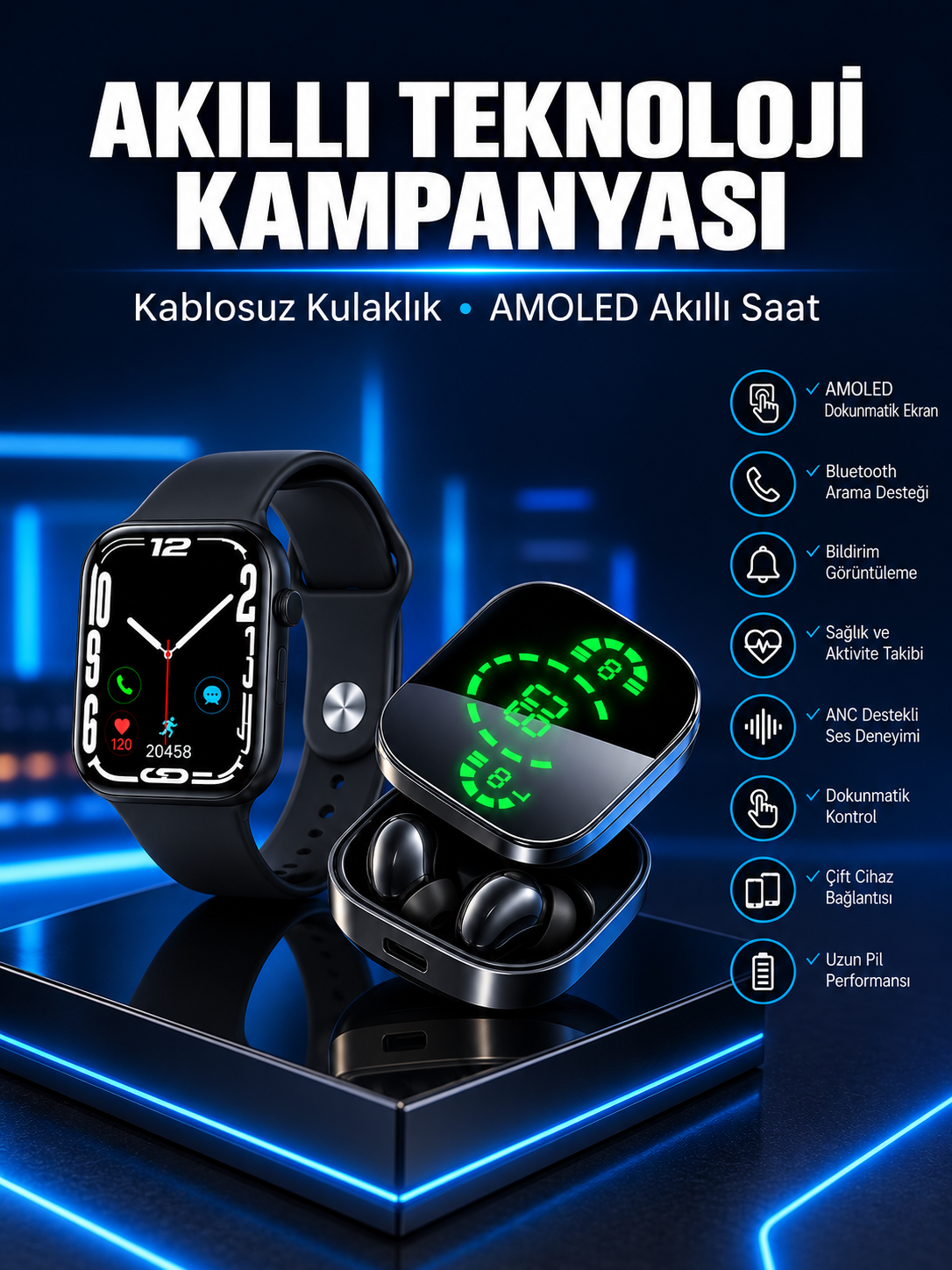 Yeni Nesil Akıllı Saat ve Ucuz Kaliteli Bluetooth Kablosuz Kulaklık Amoled Ekran - Lisinya Yeni Nesil Akıllı Saat ve Ucuz Kaliteli Bluetooth Kablosuz Kulaklık Amoled Ekran - Lisinya