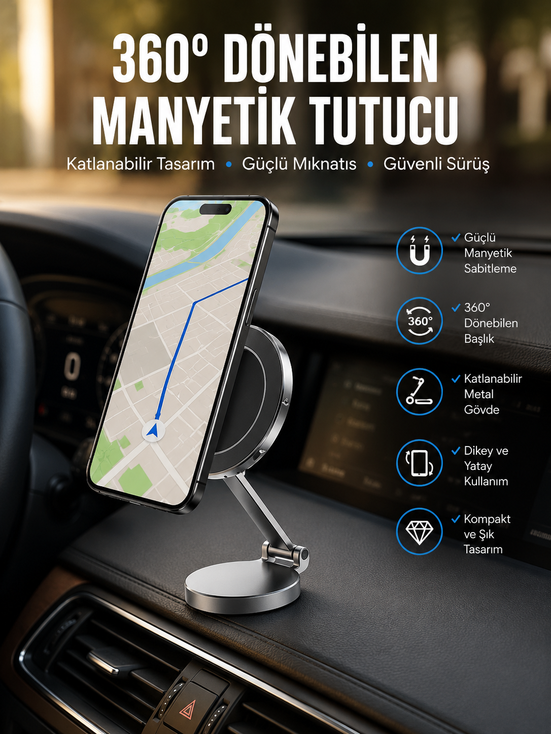Yeni Nesil Araç İçi Mıknatıslı Telefon Tutacağı Tüm Telefonlara Uyumlu - Lisinya Yeni Nesil Araç İçi Mıknatıslı Telefon Tutacağı Tüm Telefonlara Uyumlu - Lisinya