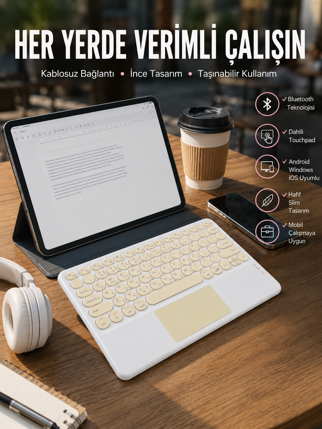 Touchpad Uyumlu Bluetooth Klavye Slim Kablosuz Wifi Q Klavye - Lisinya Touchpad Uyumlu Bluetooth Klavye Slim Kablosuz Wifi Q Klavye - Lisinya