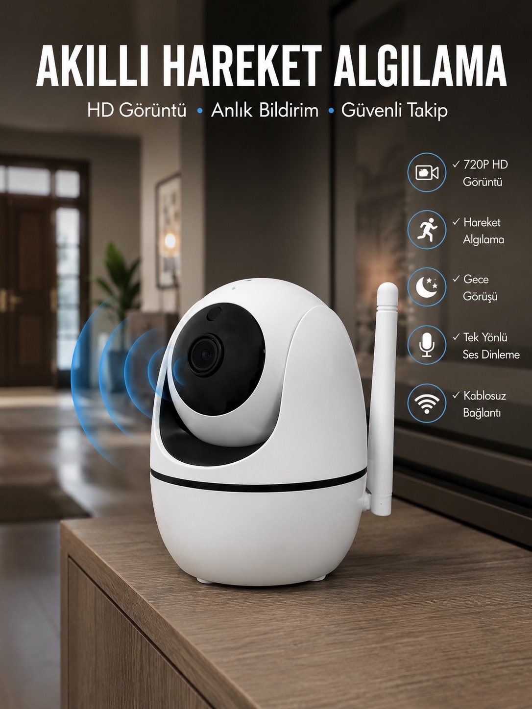 Anlık Bildirimli Hareket Sensörlü Full HD Kamera Yeni Nesil - Lisinya