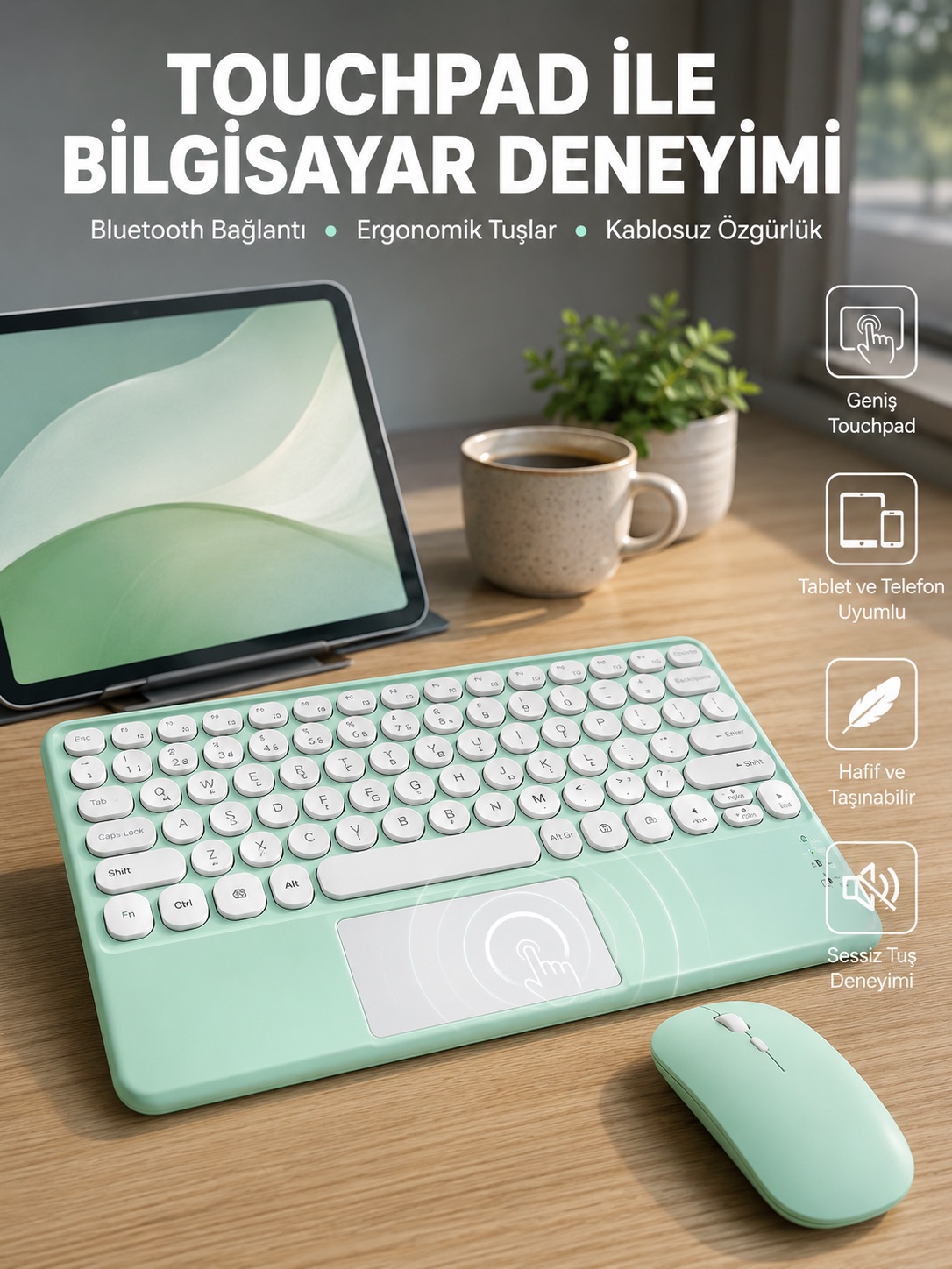 Profesyonel Wifi Q Klavye Bluetooth Klavye Touchpad 10.8 Inç Yeni Nesil - Lisinya Profesyonel Wifi Q Klavye Bluetooth Klavye Touchpad 10.8 Inç Yeni Nesil - Lisinya