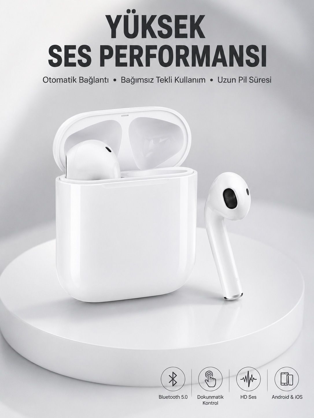 2. Nesil Bluetooth Android ve İOS Uyumlu Kablosuz Kulaklık Çağrı Cevaplama - Lisinya