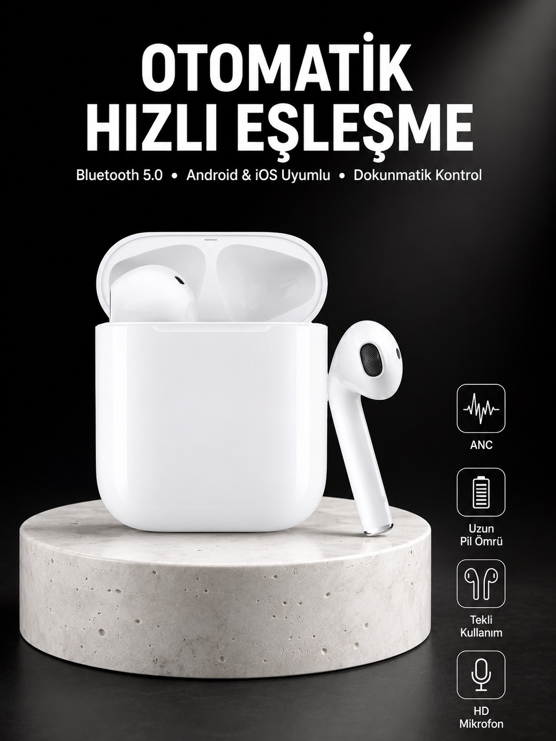 Yeni Nesil Dokunmatik Kontrol Çağrı Cevaplayabilen Kablosuz Bluetooth Kulaklık - Lisinya Yeni Nesil Dokunmatik Kontrol Çağrı Cevaplayabilen Kablosuz Bluetooth Kulaklık - Lisinya