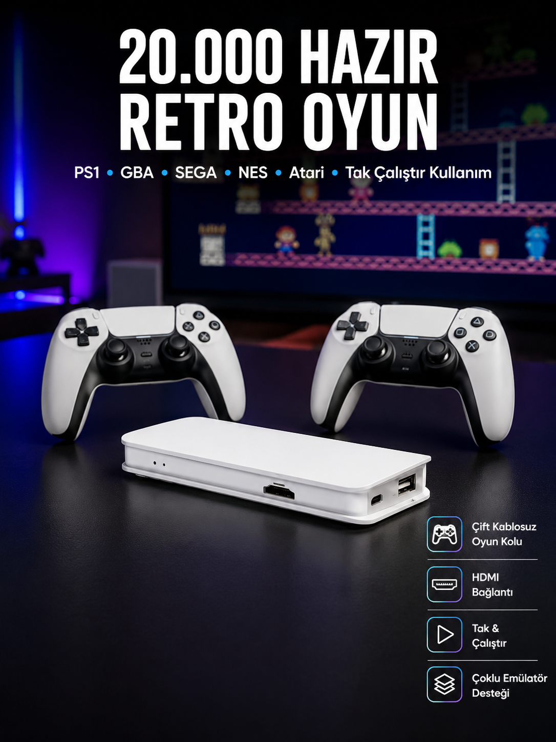 Retro Oyun Konsolu – 20.000 Yüklü Oyun - Lisinya Retro Oyun Konsolu – 20.000 Yüklü Oyun - Lisinya