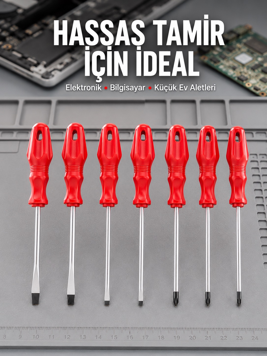 Düz ve Yıldız Başlıklı 7li Tornavida Seti Ergonomik Tutma - Lisinya