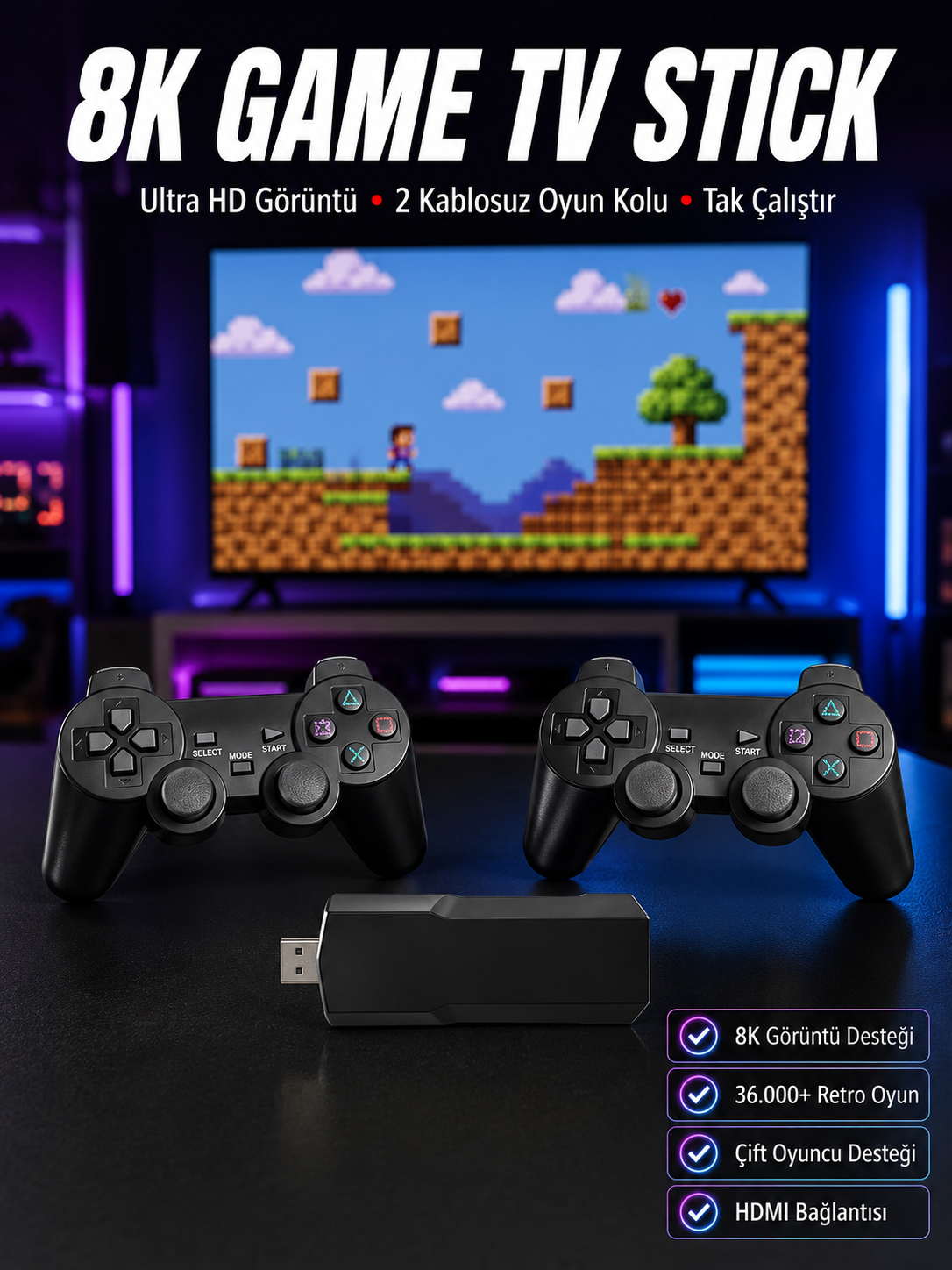 8K Ultra HD Game Box 36500 Oyunlu Game Stick Oyun Konsolu - Lisinya 8K Ultra HD Game Box 36500 Oyunlu Game Stick Oyun Konsolu - Lisinya