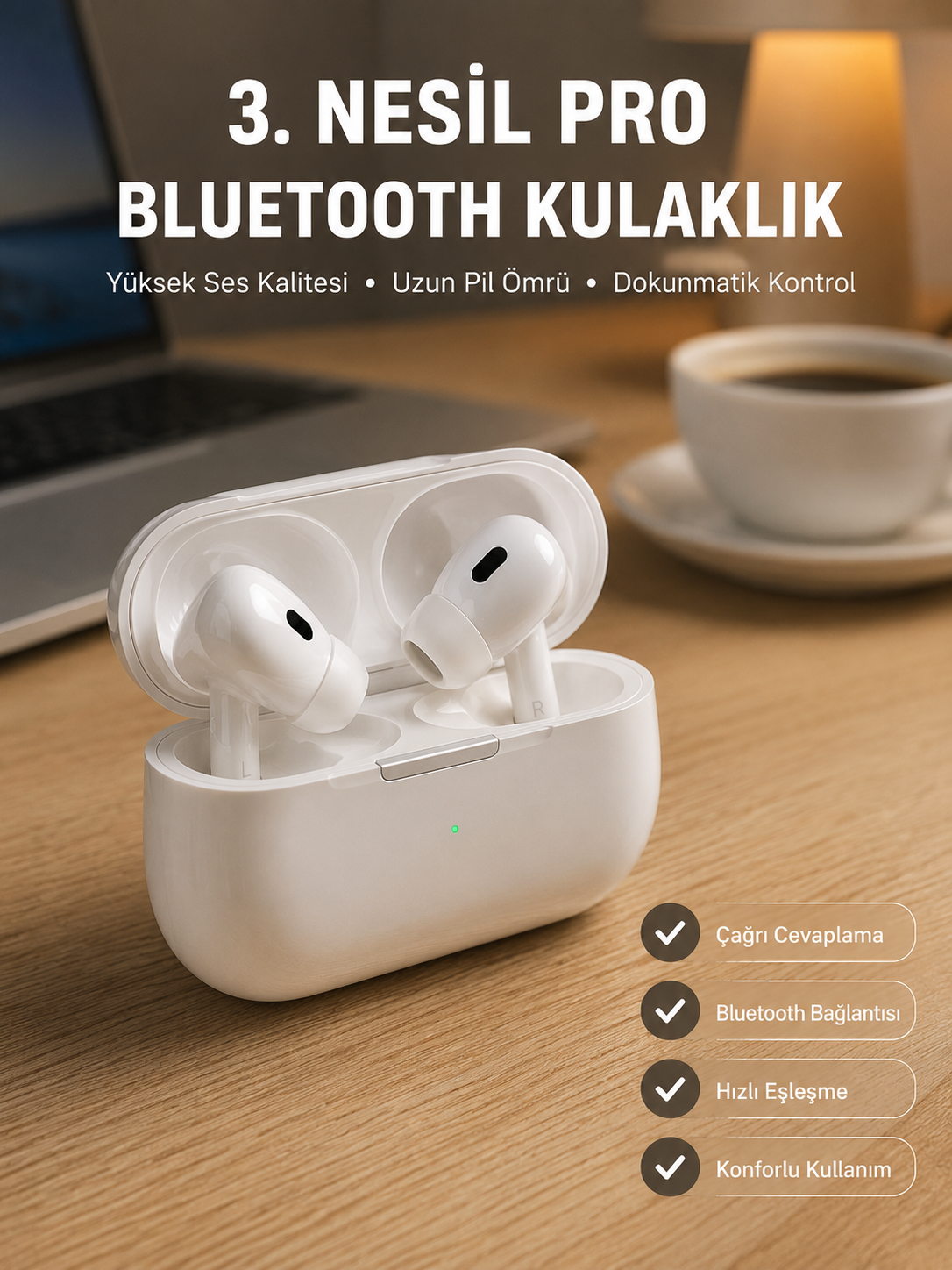Bluetooth Kulaklık Kulak İçi Silikonlu Stereo Yüksek Ses Kaliteli Dokunmatik - Lisinya