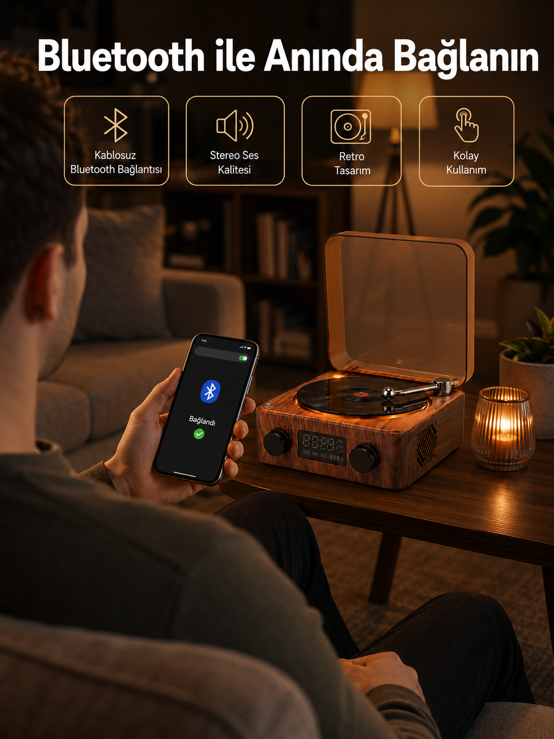 Saatli Gece Işıklı Hoparlör – Modern ve Vintage Tasarım Yeni Nesil - Lisinya