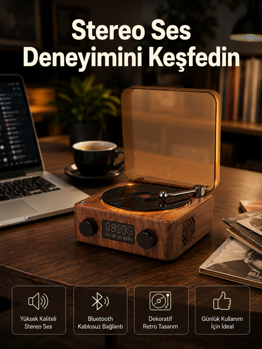 3-ü-1 Arada Bluetooth Hoparlör – Işıklı Saat ve Gece Lambası Yeni Nesil - Lisinya