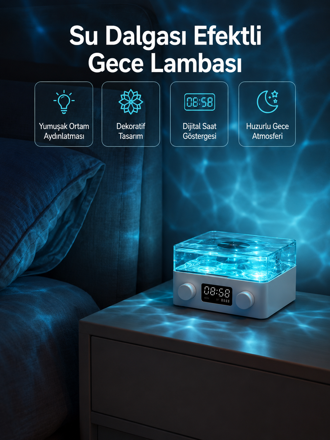 Stereo Sesli Gece Lambalı Bluetooth Hoparlör – Şık Vintage Tasarım - Lisinya