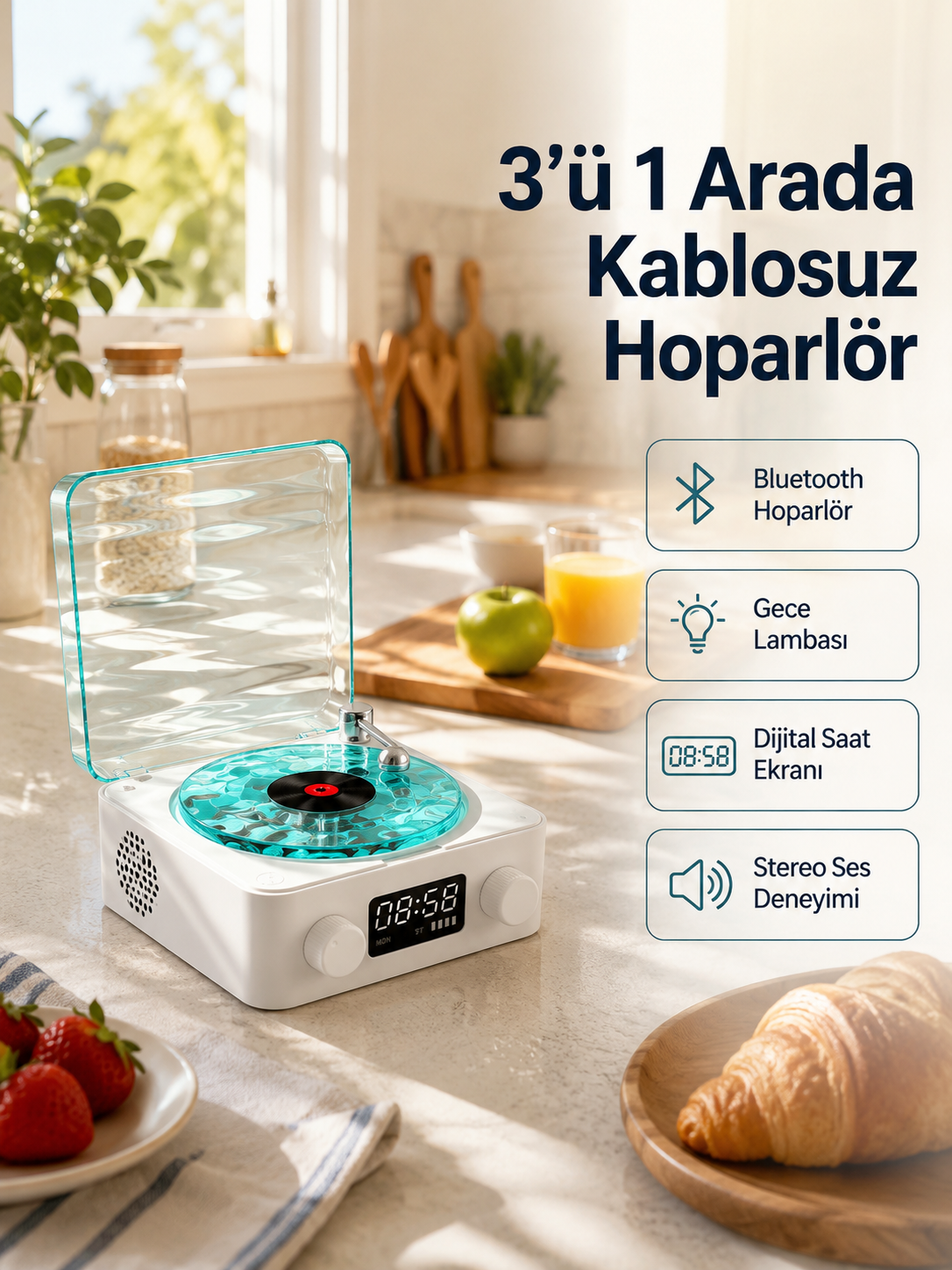 Bluetooth Hoparlör – 3-ü-1 Saatli Gece Lambası ve Vintage Tasarım - Lisinya Bluetooth Hoparlör – 3-ü-1 Saatli Gece Lambası ve Vintage Tasarım - Lisinya