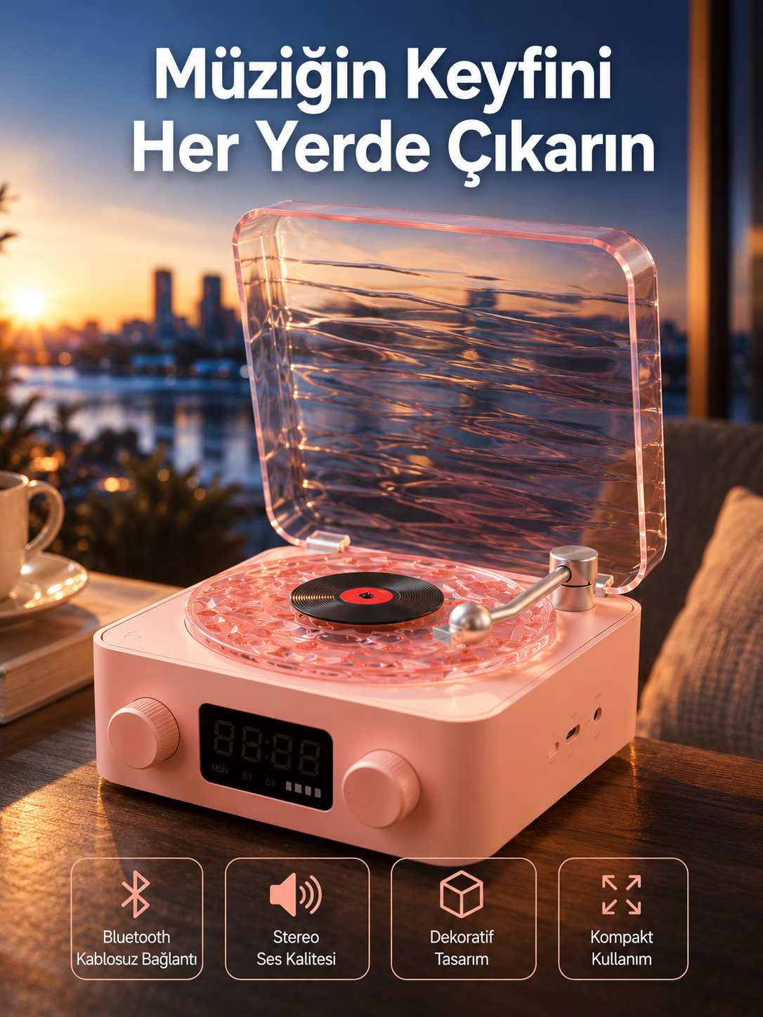 Retro Kristal Netliğinde Ses – Gece Işıklı Retro Bluetooth Hoparlör Yeni Nesil - Lisinya