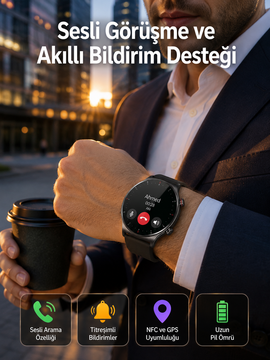 Akıllı Saat Adımsayar Nabız Ölçer Titreşim Özellikli Çağrı Cevaplama Sosyal Medya Yeni Nesil - Lisinya