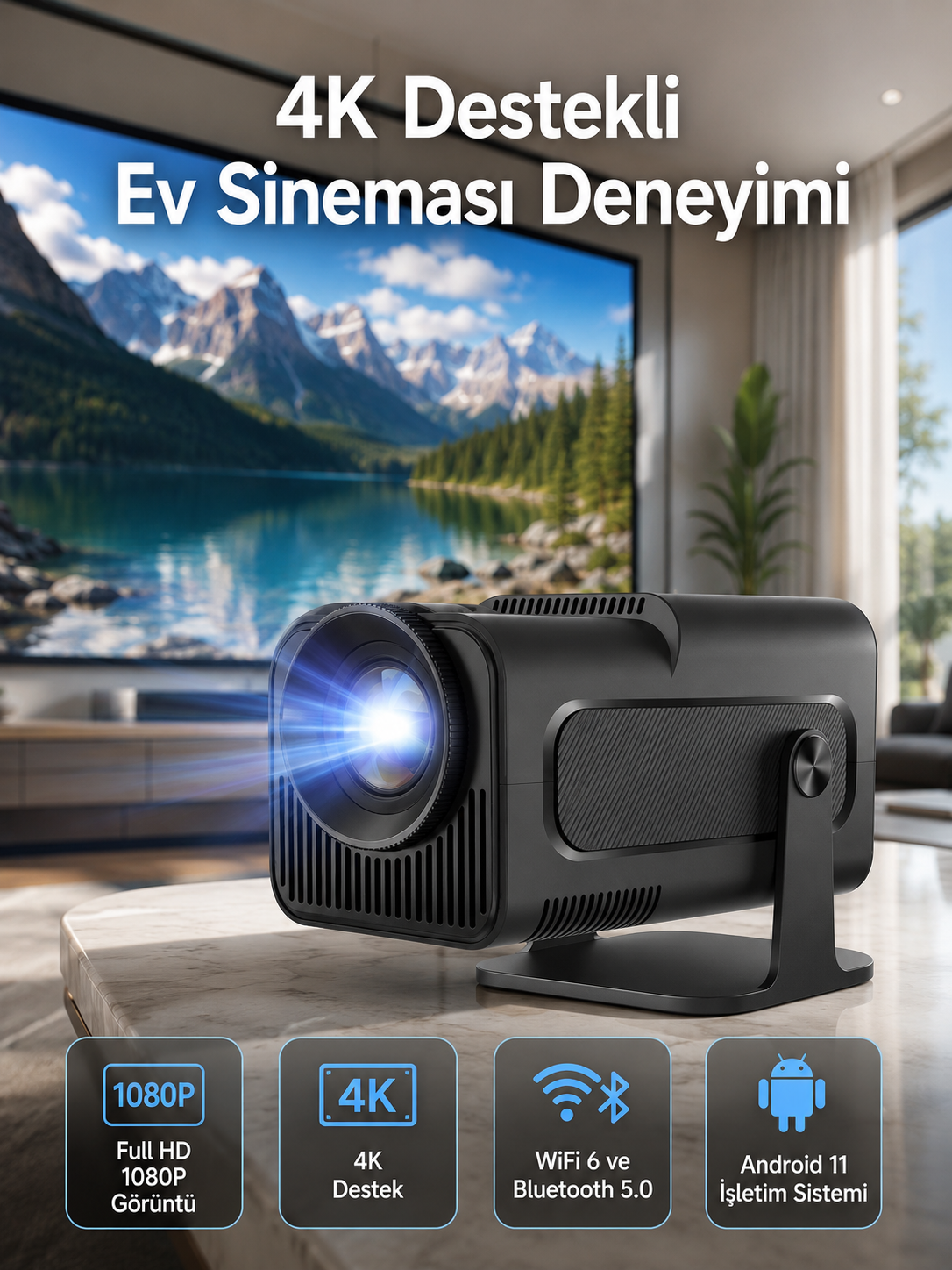 4K Android Smart Wi-fi Çift Kollu Projeksiyon Game Box Kumandalı Taşınabilir Yeni Nesil - Lisinya 4K Android Smart Wi-fi Çift Kollu Projeksiyon Game Box Kumandalı Taşınabilir Yeni Nesil - Lisinya